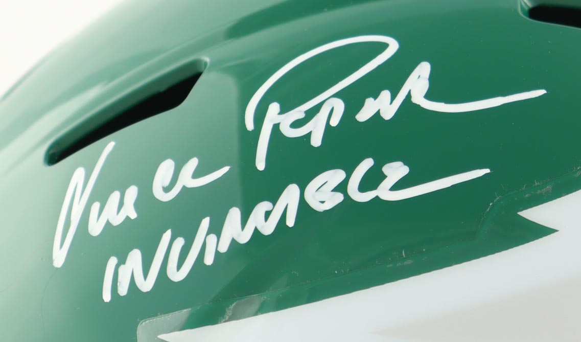 Vince Papale Signed Eagles Full-Size Throwback Speed Helmet Inscribed "Invincible" (JSA) at PristineAuction.com Vince Papale Signed Eagles Full-Size Throwback Speed Helmet Inscribed "Invincible" (JSA) at PristineAuction.com