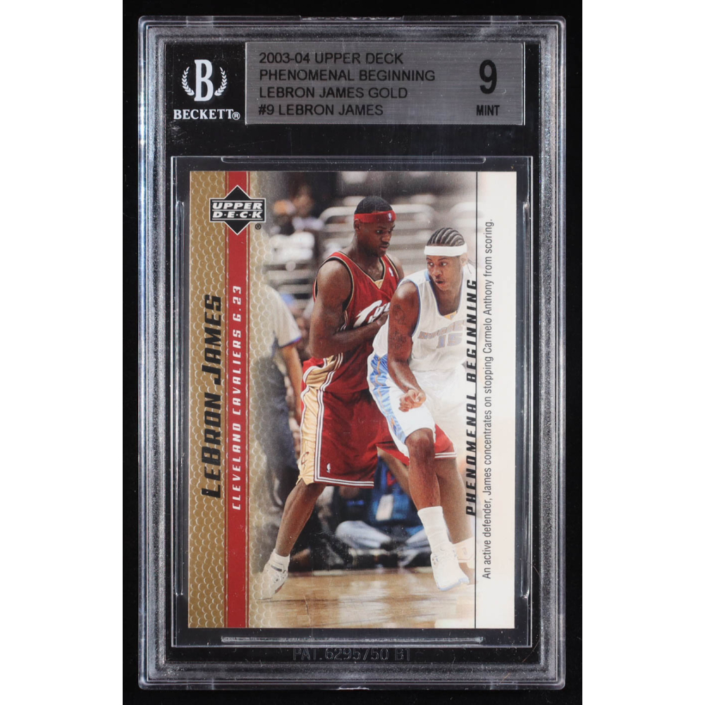 LeBron James 2003-04 Upper Deck Phenomenal Beginning LeBron James Gold #9 RC (BGS 9) at PristineAuction.com