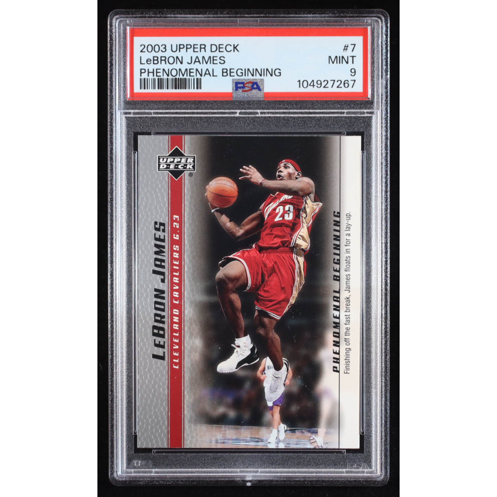 LeBron James 2003-04 Upper Deck Phenomenal Beginning LeBron James #7 RC (PSA 9) at PristineAuction.com