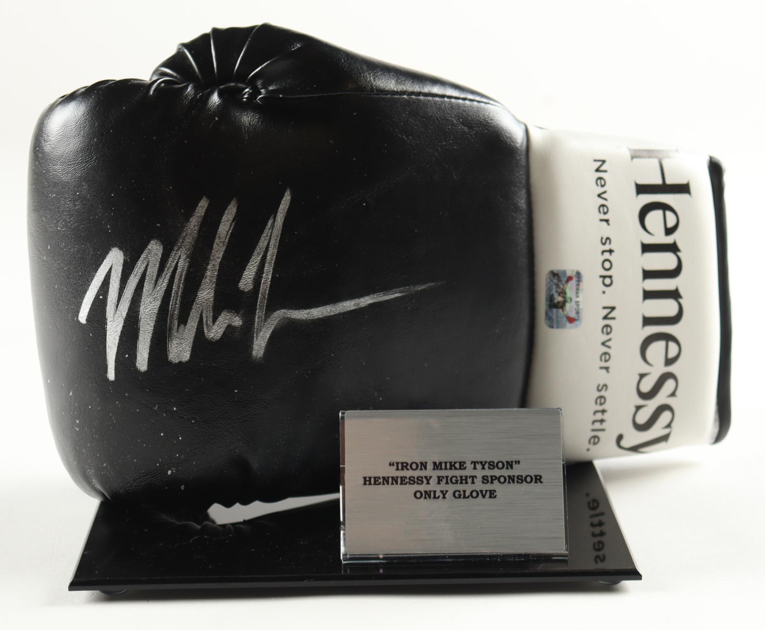 Mike Tyson Signed Hennessy Sponsor Boxing Glove with Plaque (Tyson) at PristineAuction.com Mike Tyson Signed Hennessy Sponsor Boxing Glove with Plaque (Tyson) at PristineAuction.com