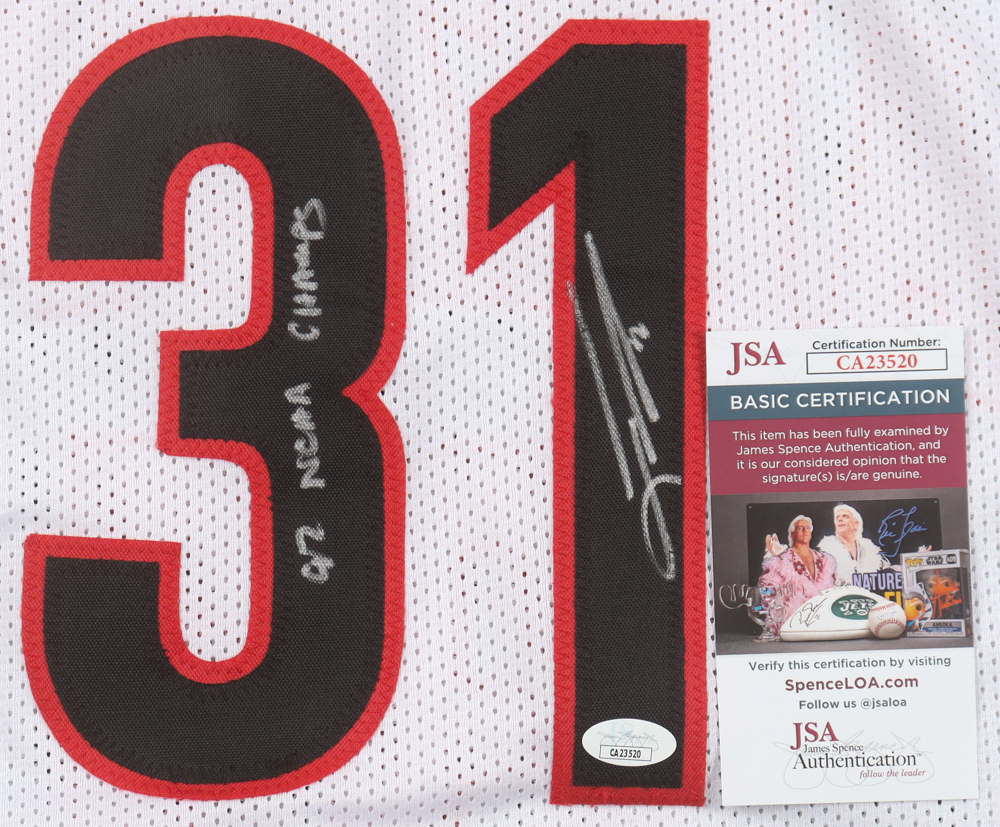 Jason Terry Signed Jersey Inscribed "92 NCCA Champs" (JSA) at PristineAuction.com Jason Terry Signed Jersey Inscribed "92 NCCA Champs" (JSA) at PristineAuction.com