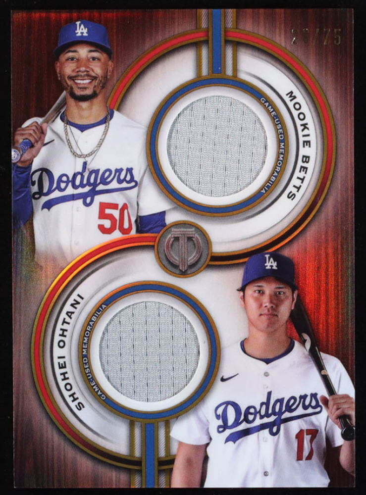 Shohei Ohtani / Mookie Betts 2025 Topps Tribute Dual Player Relics Gold #TPDRBO #26/75