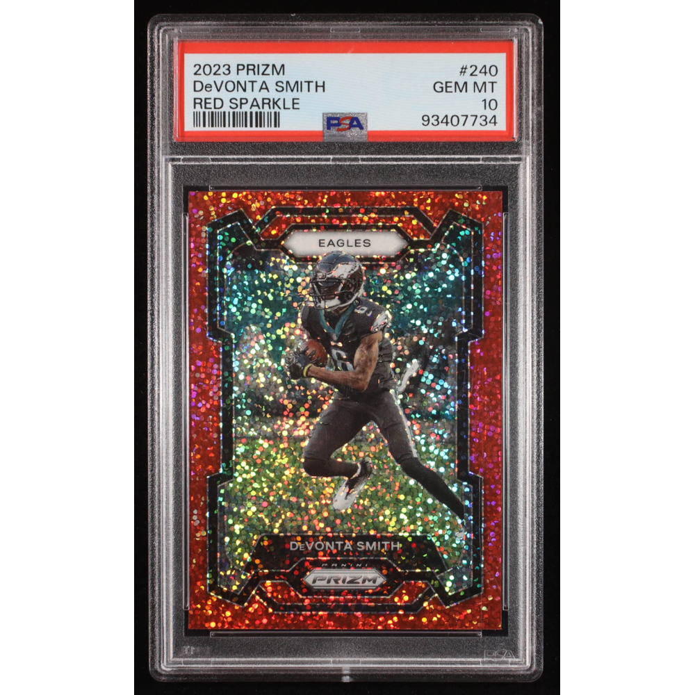 DeVonta Smith 2023 Panini Prizm Prizms Red Sparkle #240 (PSA 10) at PristineAuction.com