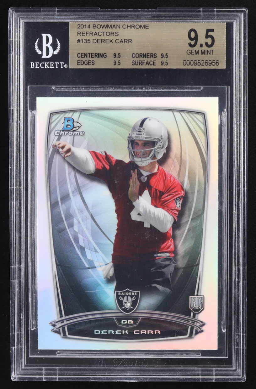 Derek Carr 2014 Bowman Chrome Refractors #135 RC (BGS 9.5) at PristineAuction.com Derek Carr 2014 Bowman Chrome Refractors #135 RC (BGS 9.5) at PristineAuction.com