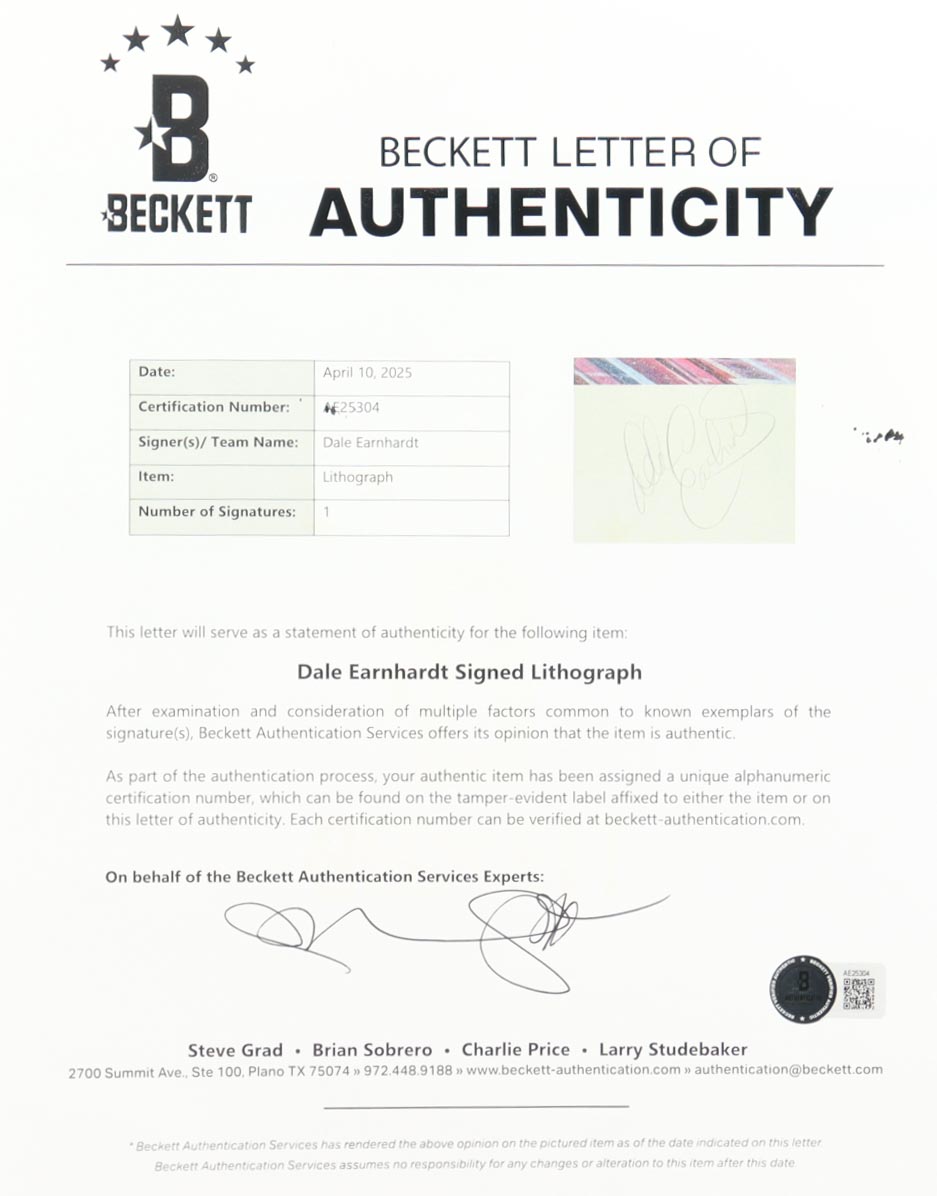 Dale Earnhardt Sr. Signed LE "Six Shooter" Custom Framed Lithograph (Beckett) at PristineAuction.com Dale Earnhardt Sr. Signed LE "Six Shooter" Custom Framed Lithograph (Beckett) at PristineAuction.com