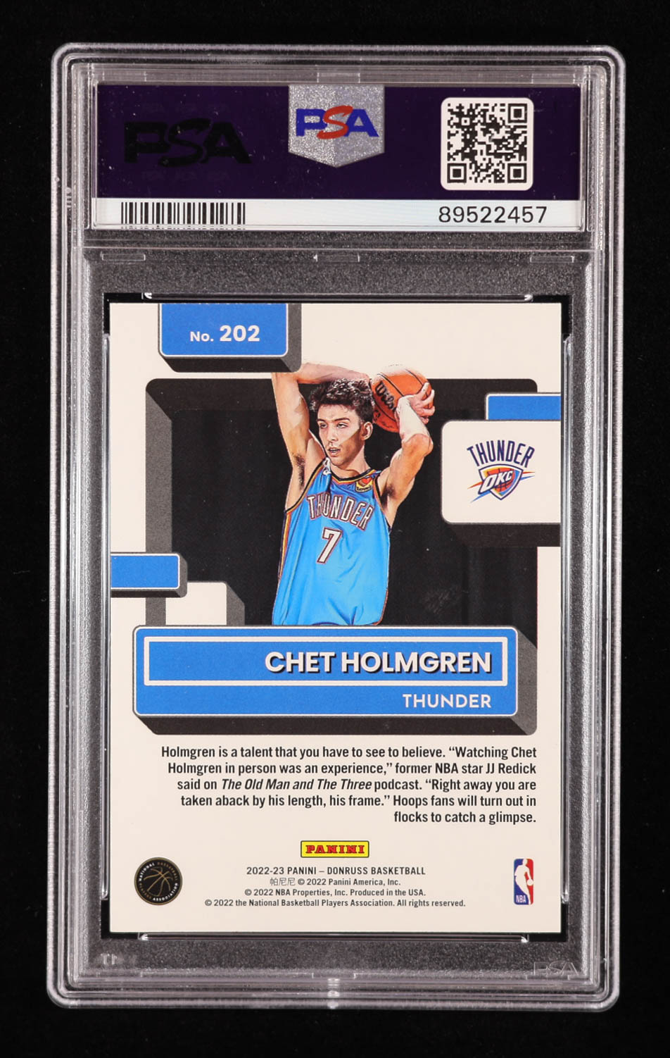 Chet Holmgren 2022-23 Donruss Holo Green Laser #202 RR RC (PSA 10) at PristineAuction.com Chet Holmgren 2022-23 Donruss Holo Green Laser #202 RR RC (PSA 10) at PristineAuction.com