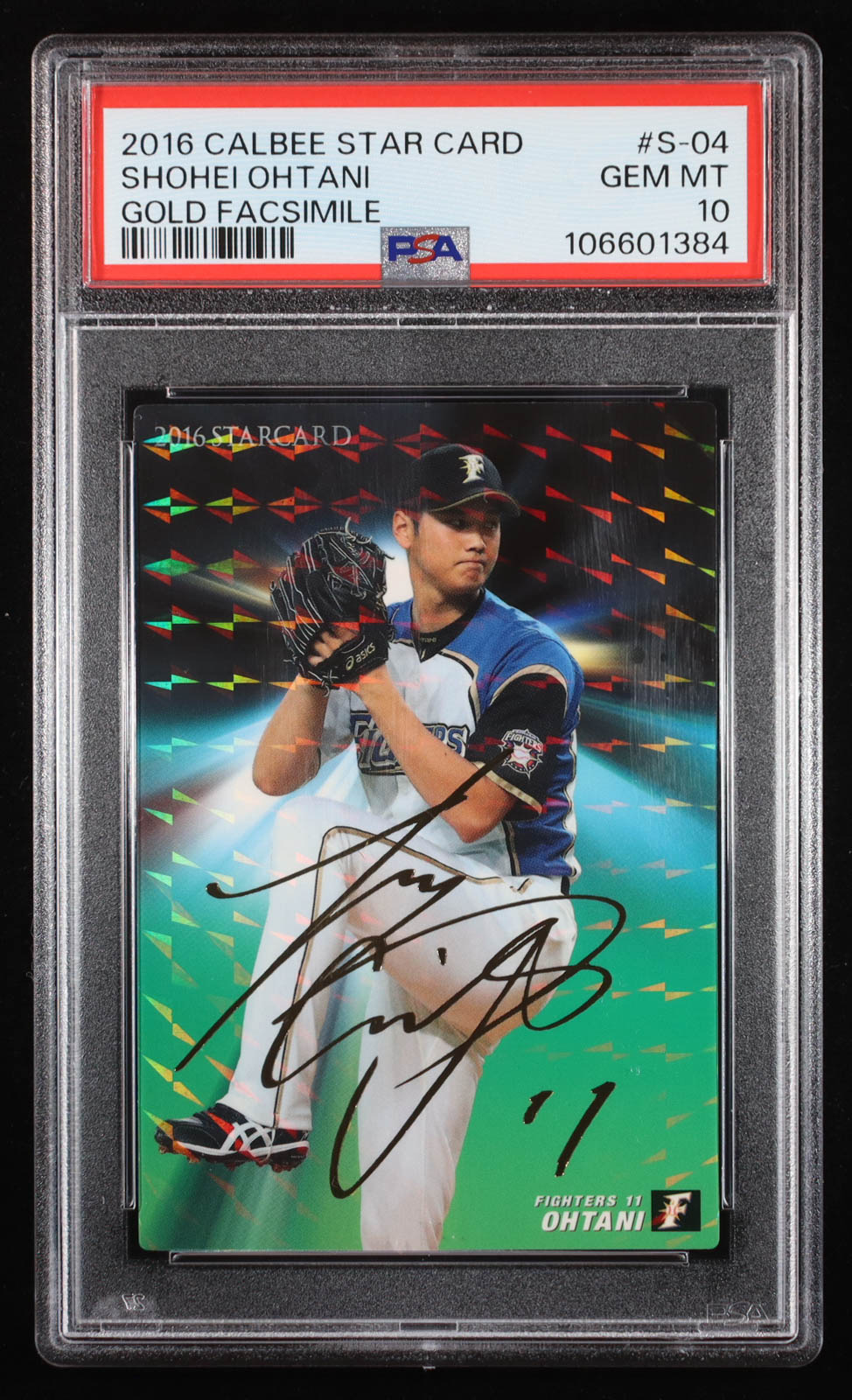 Shohei Ohtani 2016 Calbee Starcard Gold Facsimile #S04 RC (PSA 10) at PristineAuction.com Shohei Ohtani 2016 Calbee Starcard Gold Facsimile #S04 RC (PSA 10) at PristineAuction.com