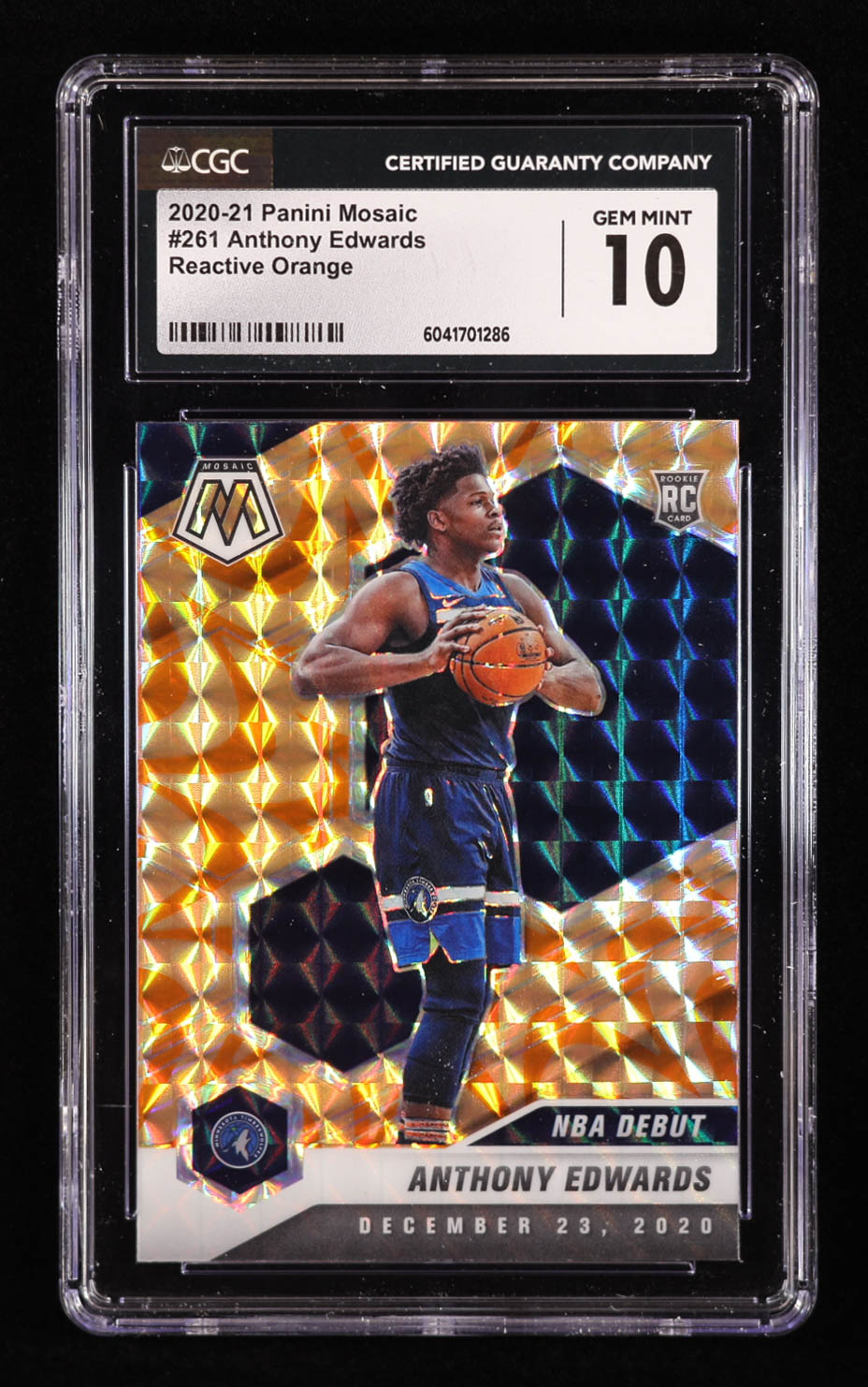 Anthony Edwards 2020-21 Panini Mosaic Mosaic Reactive Orange #261 RC (CGC 10) at PristineAuction.com Anthony Edwards 2020-21 Panini Mosaic Mosaic Reactive Orange #261 RC (CGC 10) at PristineAuction.com