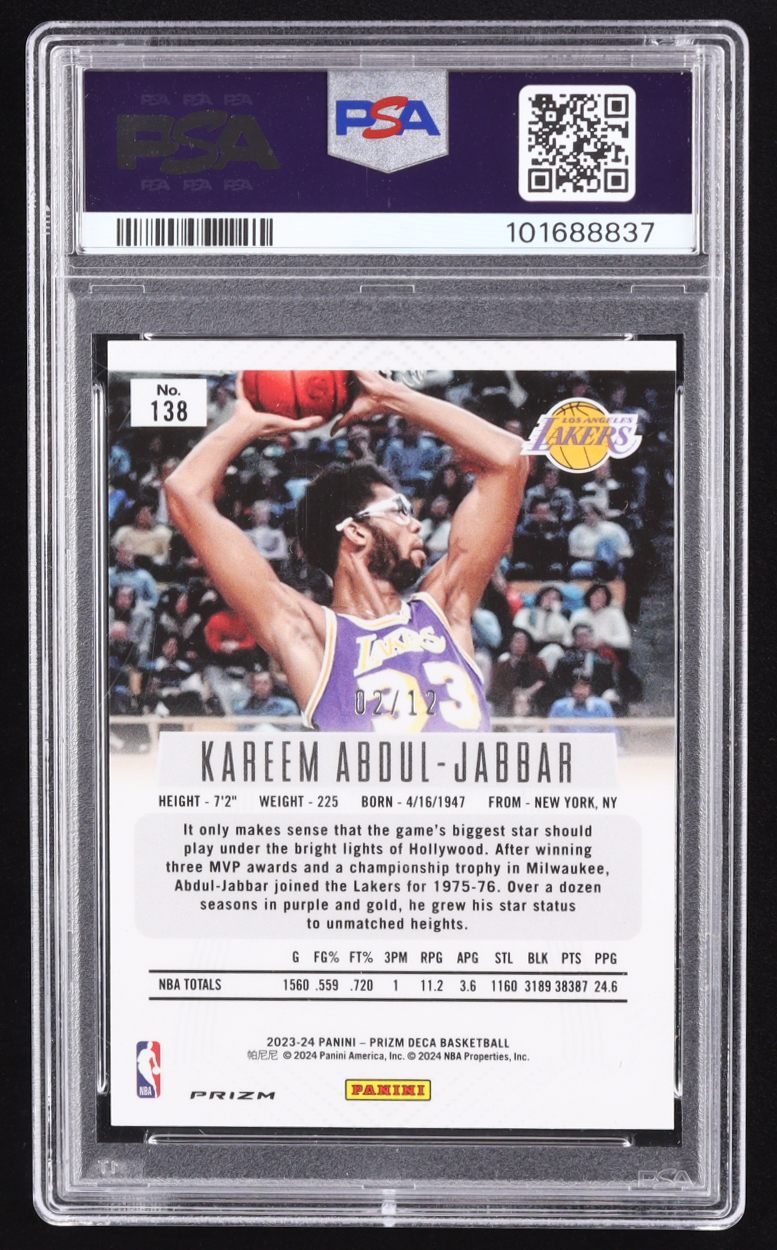Kareem Abdul-Jabbar 2023 Prizm Deca Green Shimmer #138 (PSA 9) at PristineAuction.com Kareem Abdul-Jabbar 2023 Prizm Deca Green Shimmer #138 (PSA 9) at PristineAuction.com