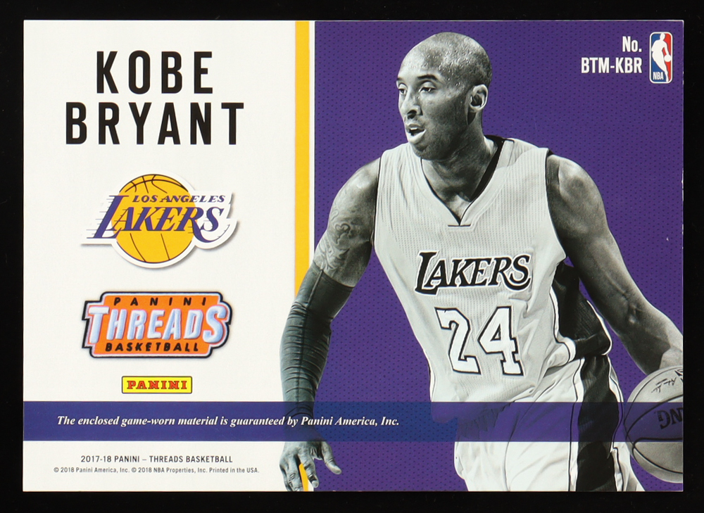Kobe Bryant 2017-18 Panini Threads Box Topper Memorabilia Jumbo #24 at PristineAuction.com Kobe Bryant 2017-18 Panini Threads Box Topper Memorabilia Jumbo #24 at PristineAuction.com