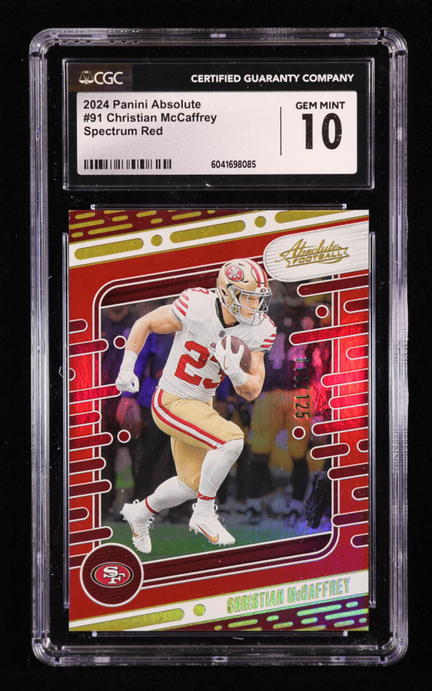 2024 Panini Absolute Football Spectrum Red Christian McCaffrey #91 CGC 10