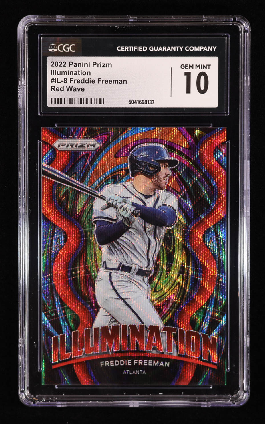 Freddie Freeman 2022 Panini Prizm Illumination Prizms Red Wave #IL8 #12/99 (CGC 10) at PristineAuction.com Freddie Freeman 2022 Panini Prizm Illumination Prizms Red Wave #IL8 #12/99 (CGC 10) at PristineAuction.com