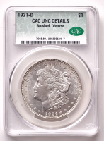 1921-D Morgan Silver Dollar (CACG Unc Details) at PristineAuction.com