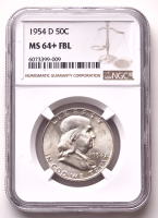 1954-D Franklin Silver Half Dollar (NGC MS64+ Full Bell Line) at PristineAuction.com