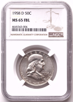 1958-D Franklin Silver Half Dollar (NGC MS65 Full Bell Line) at PristineAuction.com