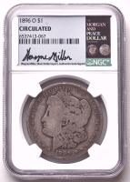 1896-O Morgan Silver Dollar - Wayne Miller Signed Label (NGC Circulated) at PristineAuction.com
