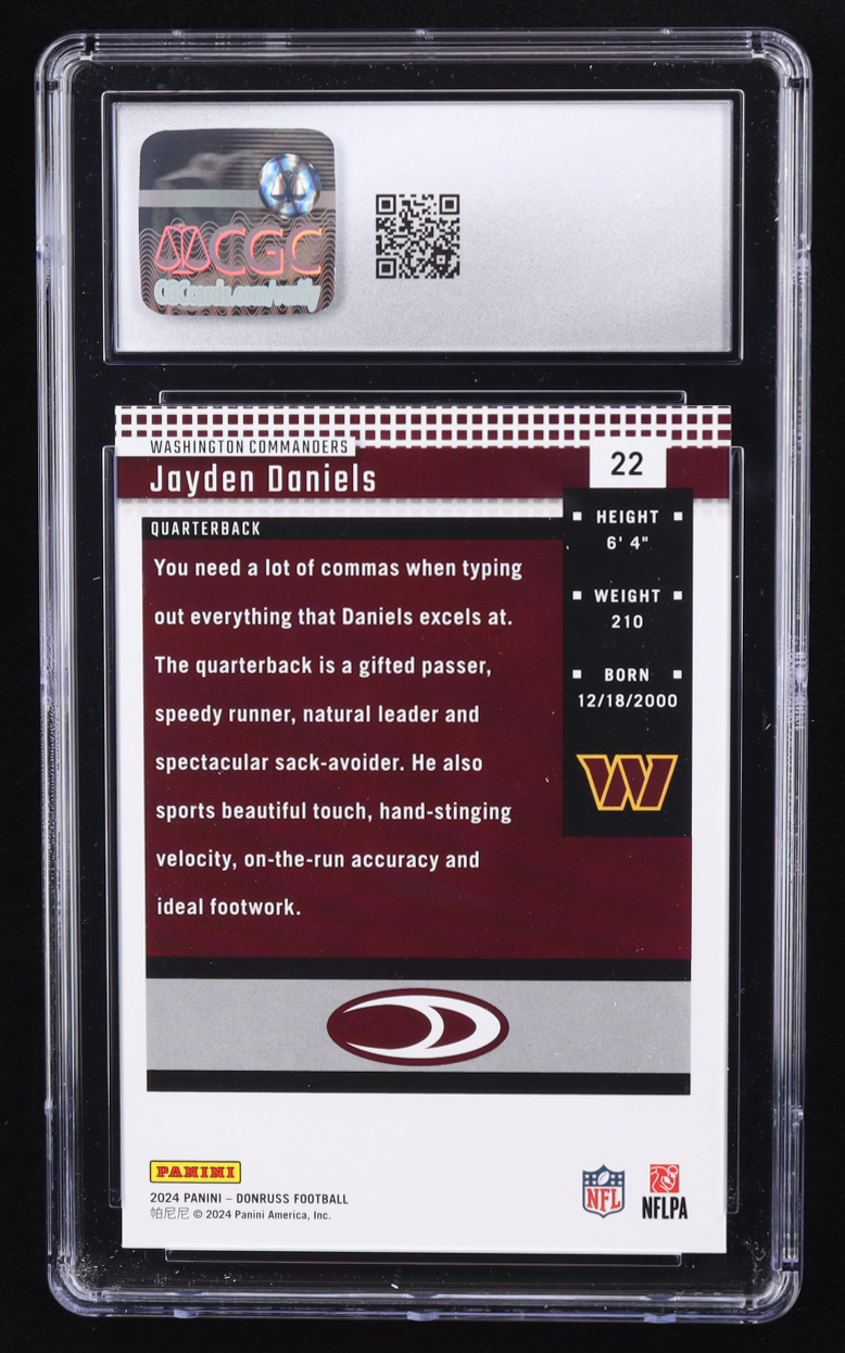Jayden Daniels 2024 Donruss Retro '94 #22 RC (CGC 10) at PristineAuction.com Jayden Daniels 2024 Donruss Retro '94 #22 RC (CGC 10) at PristineAuction.com