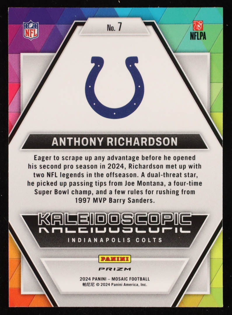 Anthony Richardson 2024 Panini Mosaic Kaleidoscopic #7 at PristineAuction.com Anthony Richardson 2024 Panini Mosaic Kaleidoscopic #7 at PristineAuction.com