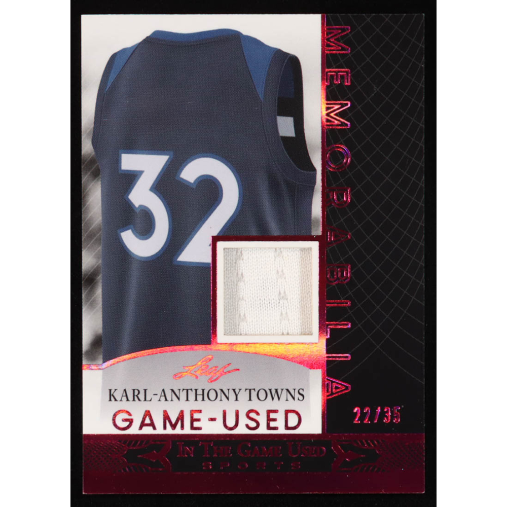 Karl-Anthony Towns 2024 Leaf ITG Sports Game-Used Memorabilia Pink #GUM34 at PristineAuction.com