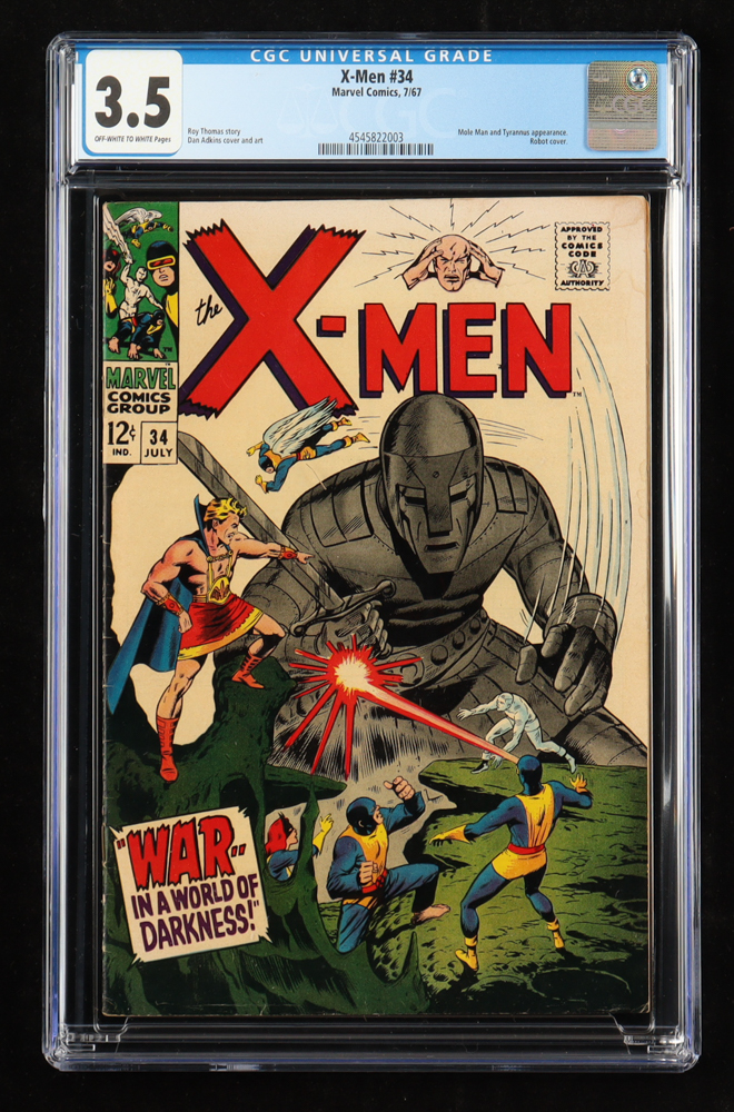 1967 "X-Men" Issue #34 Marvel Comic Book (CGC 3.5) at PristineAuction.com 1967 "X-Men" Issue #34 Marvel Comic Book (CGC 3.5) at PristineAuction.com