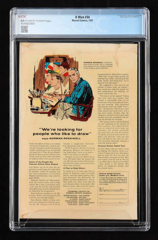 1967 "X-Men" Issue #34 Marvel Comic Book (CGC 3.5) at PristineAuction.com 1967 "X-Men" Issue #34 Marvel Comic Book (CGC 3.5) at PristineAuction.com