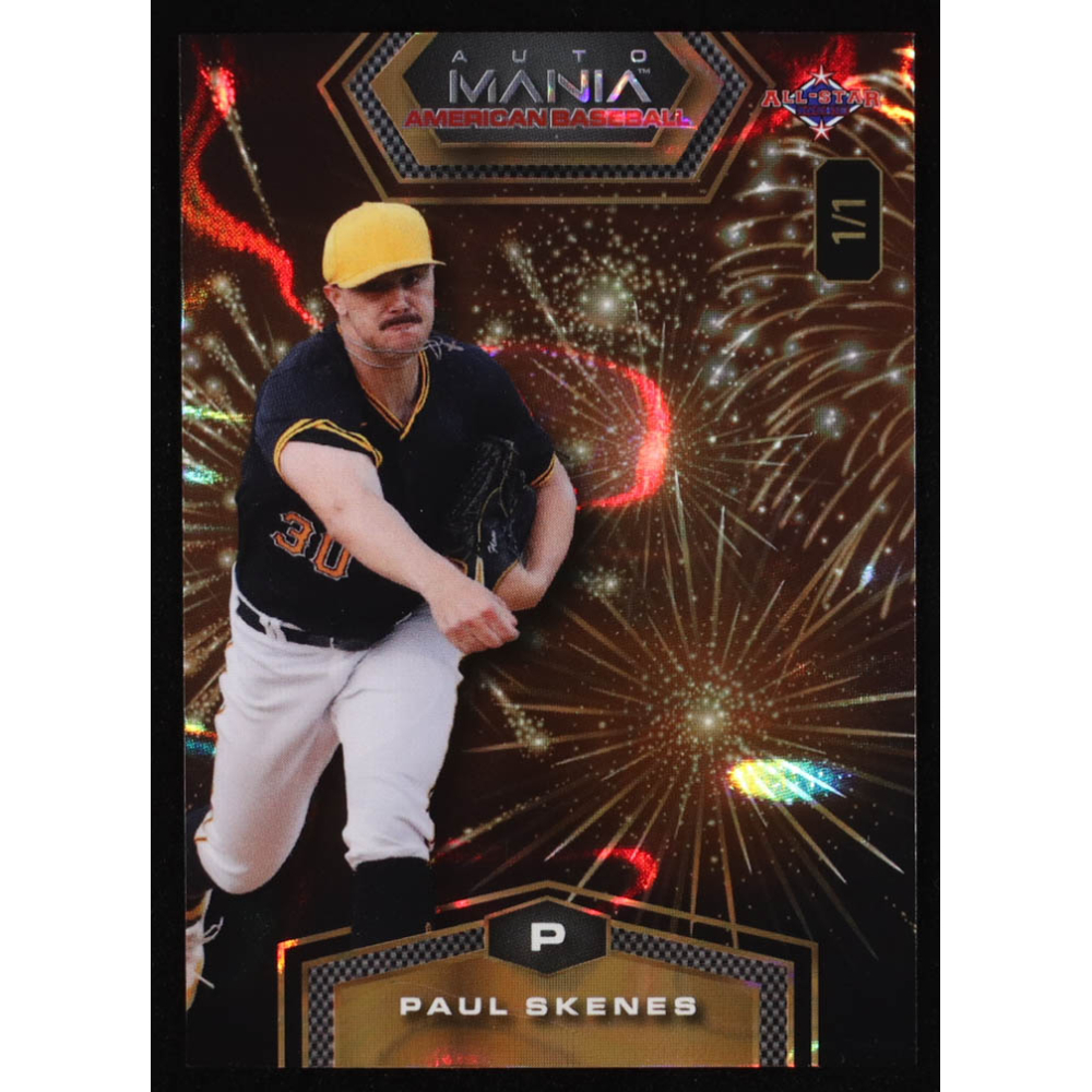 Paul Skenes 2024 Wild Card Auto Mania Hexagon Fireworks Gold Lava #PS2 RC #1/1 at PristineAuction.com