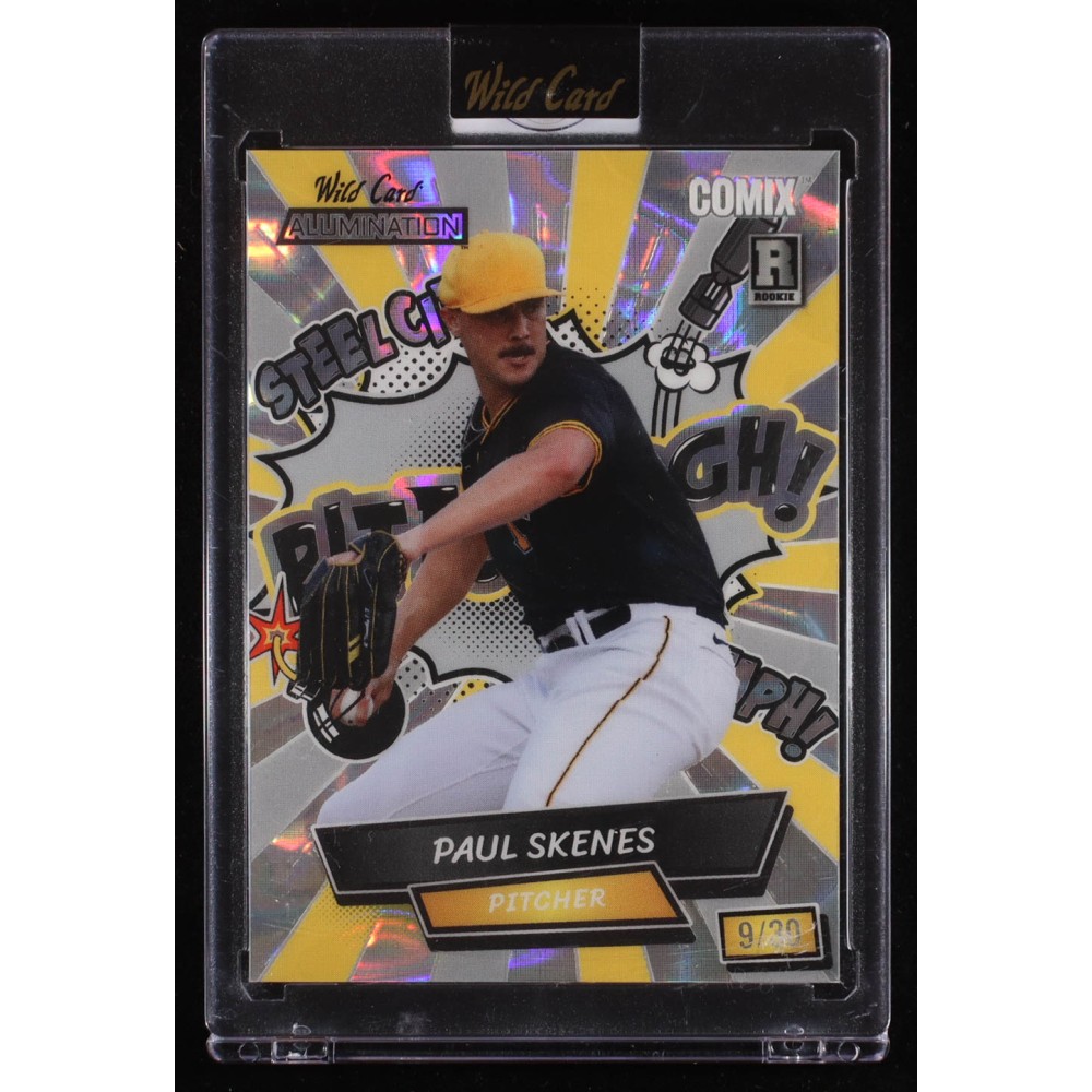 Paul Skenes 2024 Wild Card Alumination Comix Pittsburgh! Yellow and Silver Lava #PS2 RC #9/30 at PristineAuction.com