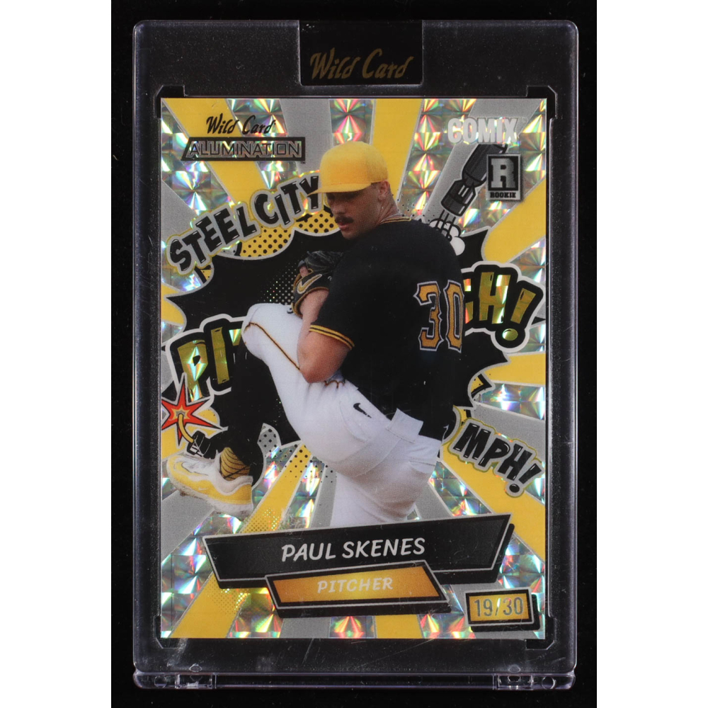 Paul Skenes 2024 Wild Card Alumination Comix Pittsburgh! Yellow and Silver Mosaic #PS3 RC #19/30 at PristineAuction.com