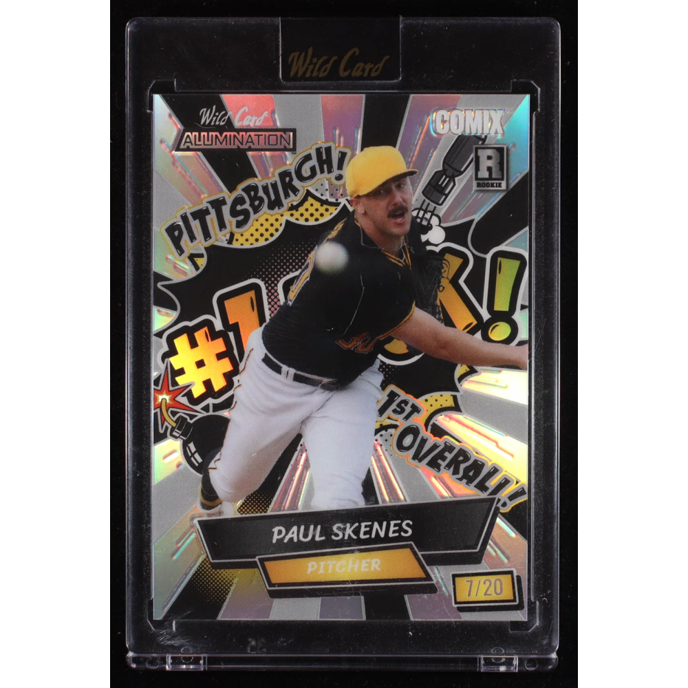 Paul Skenes 2024 Wild Card Alumination Comix #1 Pick! Black and Silver Holo #PS4 RC #7/20 at PristineAuction.com