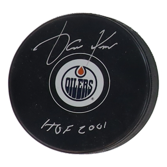 Jari Kurri Signed Oilers Logo Hockey Puck Inscribed "HOF 2001" (Schwartz) at PristineAuction.com Jari Kurri Signed Oilers Logo Hockey Puck Inscribed "HOF 2001" (Schwartz) at PristineAuction.com