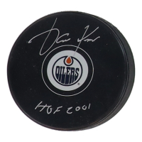 Jari Kurri Signed Oilers Logo Hockey Puck Inscribed "HOF 2001" (Schwartz) at PristineAuction.com