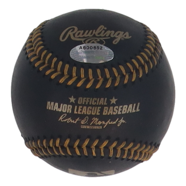 Frank Thomas Signed OML Black Leather Baseball (Schwartz) at PristineAuction.com Frank Thomas Signed OML Black Leather Baseball (Schwartz) at PristineAuction.com