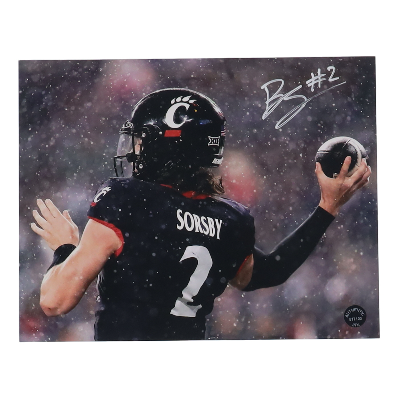 Brendan Sorsby Signed Cincinnati 8x10 Photo Inscribed "#2" (Authentic Ink) at PristineAuction.com Brendan Sorsby Signed Cincinnati 8x10 Photo Inscribed "#2" (Authentic Ink) at PristineAuction.com