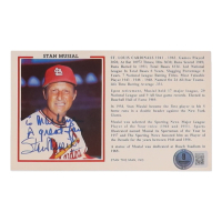 Stan Musial Signed Cardinals 4x6 Stat Card (Beckett) at PristineAuction.com