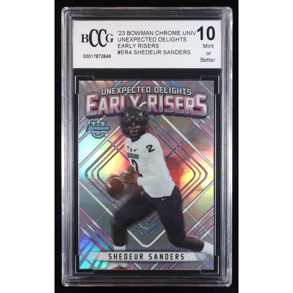 Shedeur Sanders 2023 Bowman Chrome University Unexpected Delights Early Risers #ER4 RC (BCCG 10) at PristineAuction.com