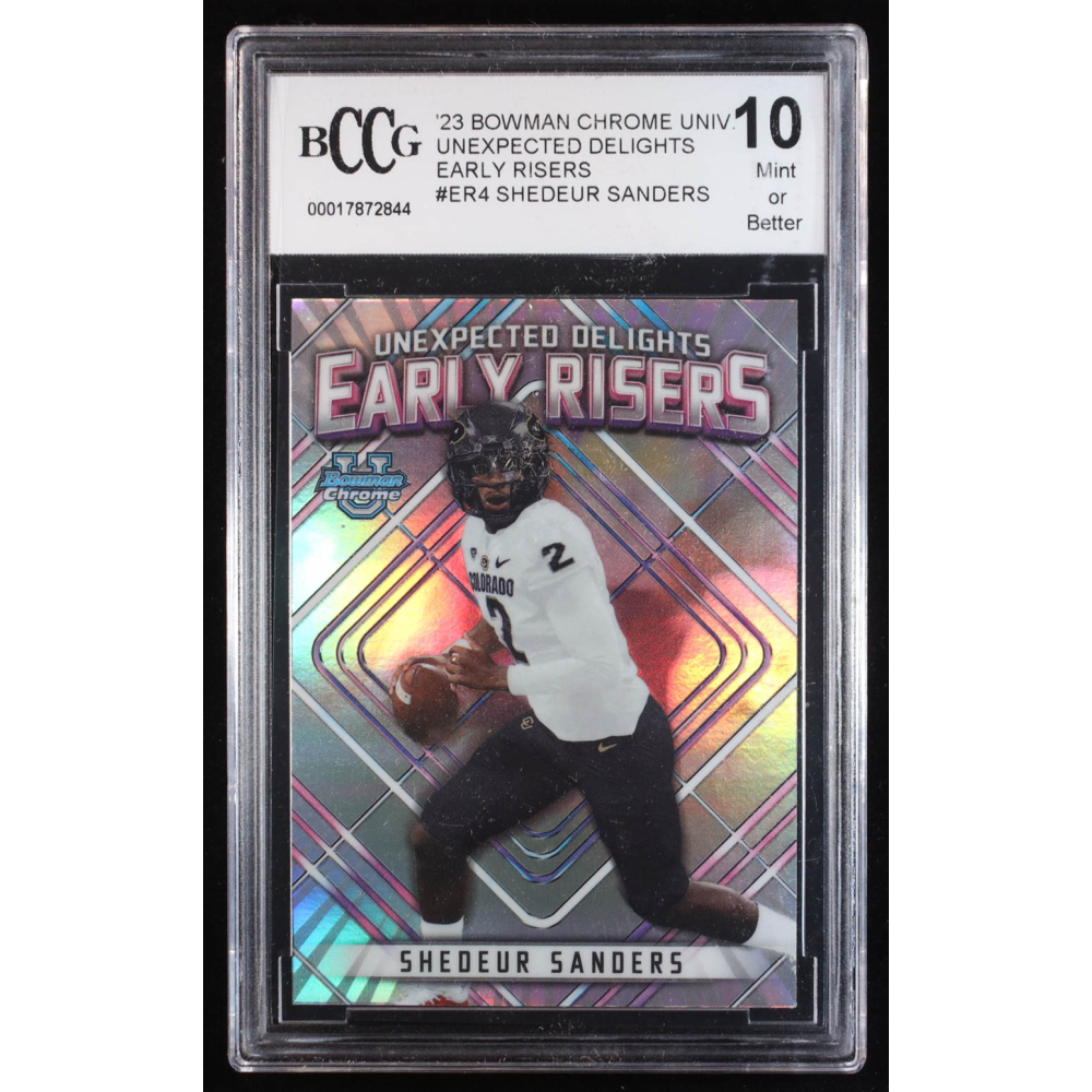 Shedeur Sanders 2023 Bowman Chrome University Unexpected Delights Early Risers #ER4 RC (BCCG 10) at PristineAuction.com