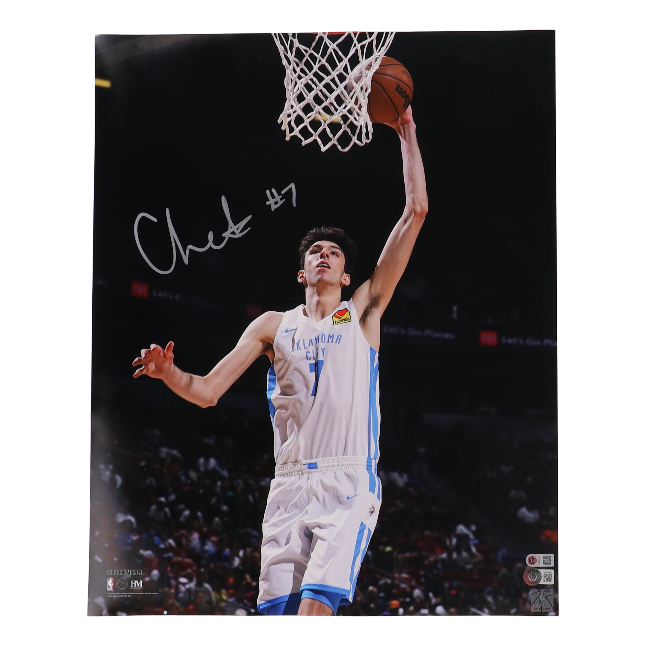 Chet Holmgren Signed Thunder 16x20 Photo (Beckett & Holmgren) at PristineAuction.com Chet Holmgren Signed Thunder 16x20 Photo (Beckett & Holmgren) at PristineAuction.com