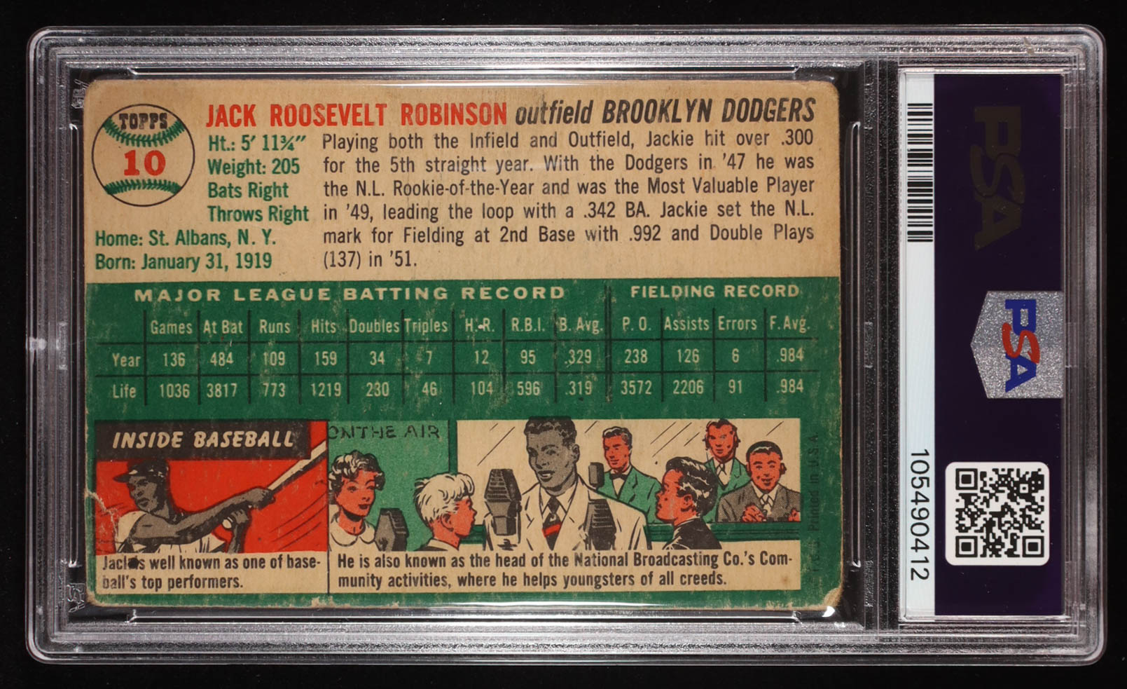 Jackie Robinson 1954 Topps #10 (PSA 1) | Pristine Auction