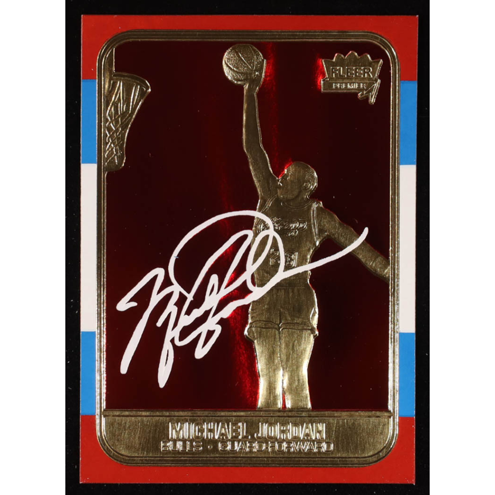 Michael Jordan 1998 Fleer 23KT Gold 1986 Rookie Signature Series Red Holo Refractor #NNO at PristineAuction.com