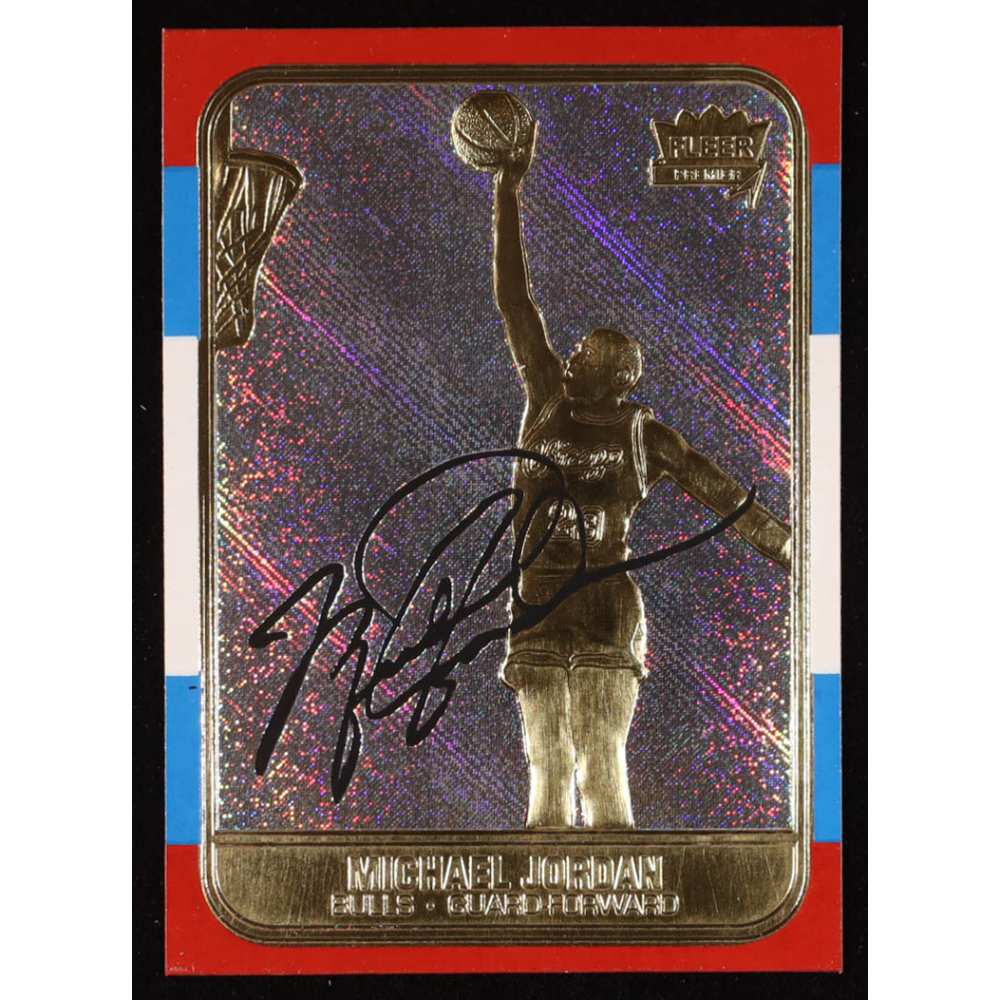 Michael Jordan 1998 Fleer 23KT Gold 1986 Rookie Signature Series Prism Holo Refractor #NNO at PristineAuction.com
