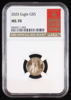 2025 American Gold Eagle $5 Coin - 1/10 Oz. Gold - Official Red Book Label (NGC MS70) at PristineAuction.com