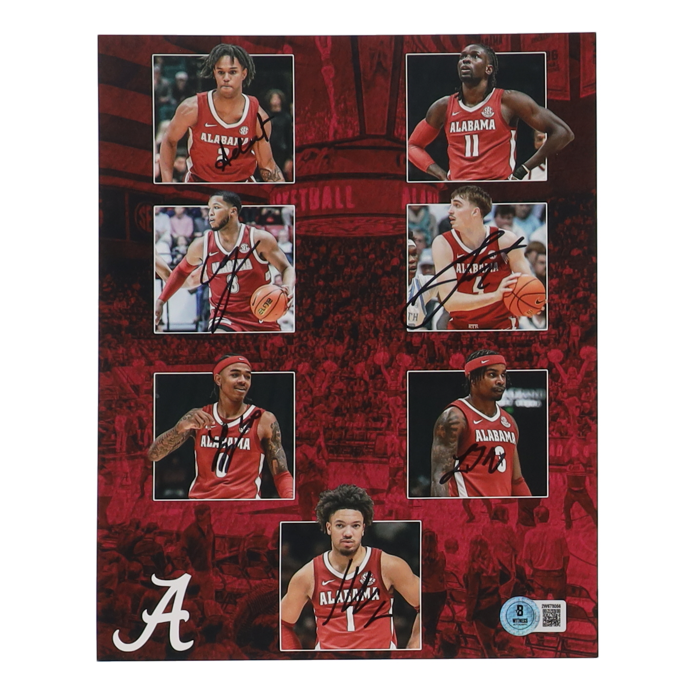 2024-25 Alabama Crimson Tide Basketball 8x10 Photo Team-Signed by (6) with Mark Sears, Lebaron Philon, Lattrell Wrightsell Jr., Chris Youngblood (Beckett) at PristineAuction.com 2024-25 Alabama Crimson Tide Basketball 8x10 Photo Team-Signed by (6) with Mark Sears, Lebaron Philon, Lattrell Wrightsell Jr., Chris Youngblood (Beckett) at PristineAuction.com