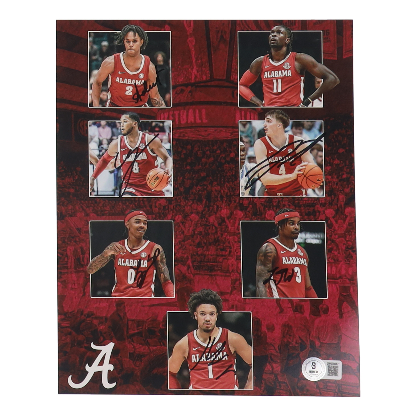 2024-25 Alabama Crimson Tide Basketball 8x10 Photo Team-Signed by (6) with Mark Sears, Lebaron Philon, Lattrell Wrightsell Jr., Chris Youngblood (Beckett) at PristineAuction.com 2024-25 Alabama Crimson Tide Basketball 8x10 Photo Team-Signed by (6) with Mark Sears, Lebaron Philon, Lattrell Wrightsell Jr., Chris Youngblood (Beckett) at PristineAuction.com