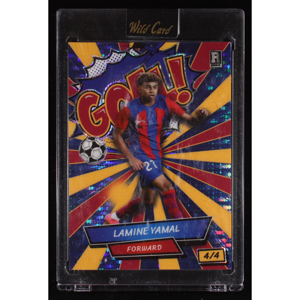Lamine Yamal 2024 Wild Card Comix Goal! Red Yellow Blue Pulsar #LY6 RC #4/4 at PristineAuction.com
