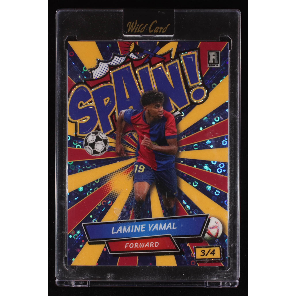 Lamine Yamal 2024 Wild Card Comix Spain! Red Yellow Blue Disco #LY1 RC #3/4 at PristineAuction.com Lamine Yamal 2024 Wild Card Comix Spain! Red Yellow Blue Disco #LY1 RC #3/4 at PristineAuction.com