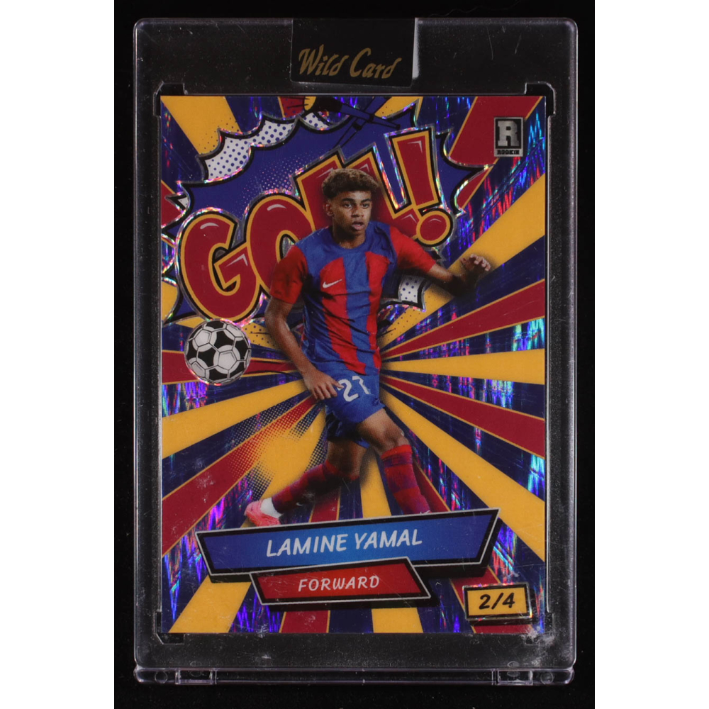 Lamine Yamal 2024 Wild Card Comix Goal! Red Yellow Blue Shimmer #LY6 RC #2/4 at PristineAuction.com