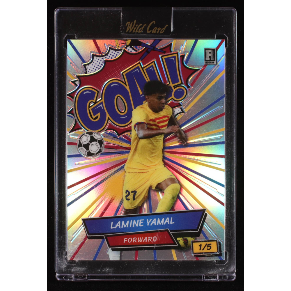 Lamine Yamal 2024 Wild Card Comix Goal! Red Yellow Blue Silver Holo #LY2 RC #1/5 at PristineAuction.com Lamine Yamal 2024 Wild Card Comix Goal! Red Yellow Blue Silver Holo #LY2 RC #1/5 at PristineAuction.com