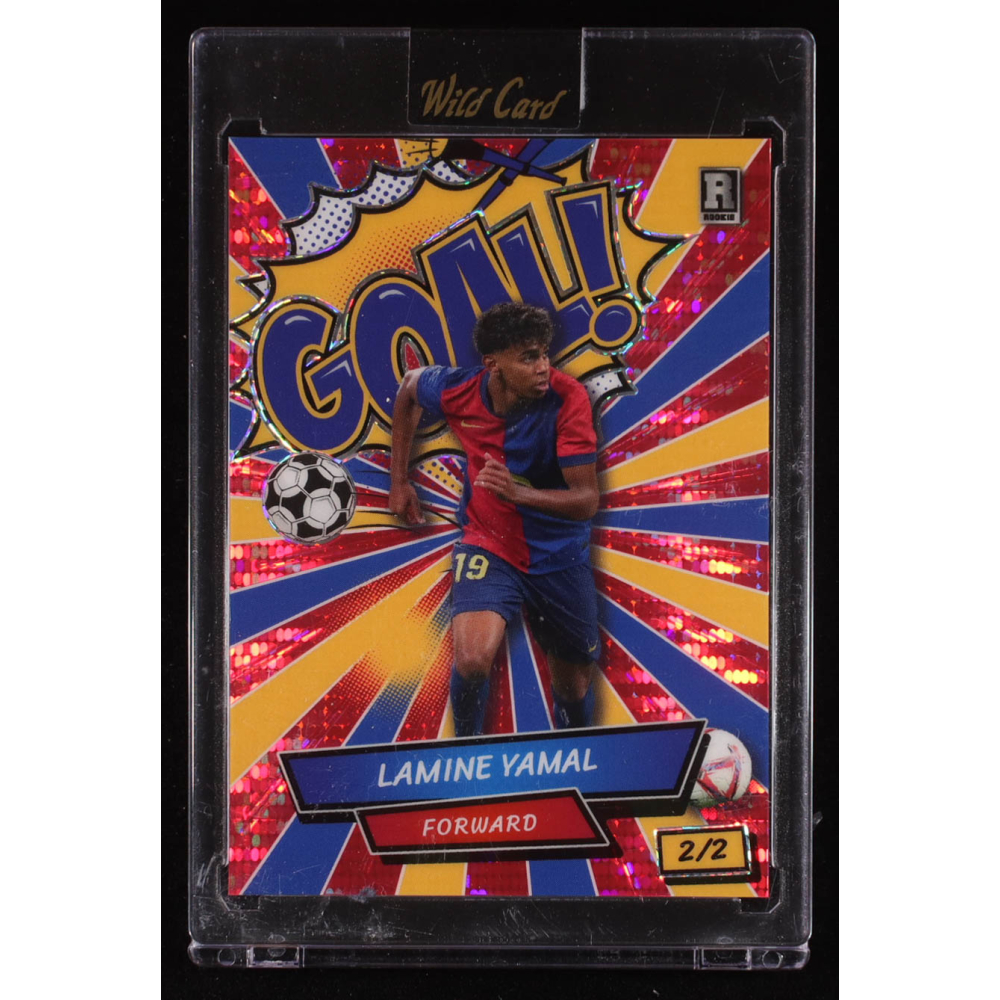 Lamine Yamal 2024 Wild Card Comix Goal! Red Yellow Blue Pulsar #LY1 RC #2/2 at PristineAuction.com