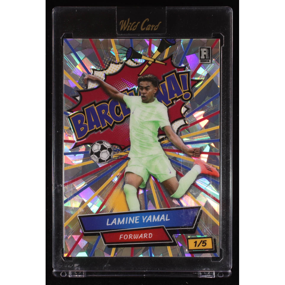 Lamine Yamal 2024 Wild Card Comix Barcelona! Red Yellow Blue Silver Crystal #LY3 RC #1/5 at PristineAuction.com