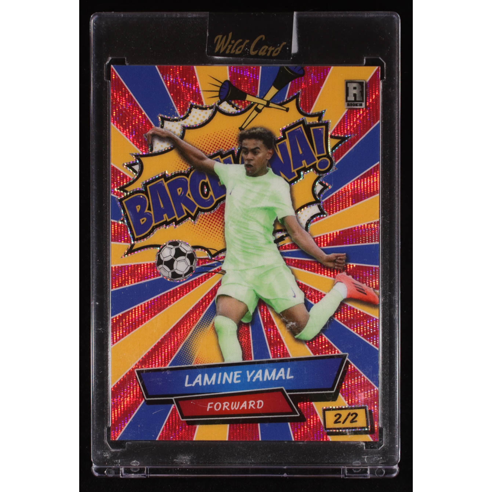 Lamine Yamal 2024 Wild Card Comix Barcelona! Red Yellow Blue Wave #LY3 RC #2/2 at PristineAuction.com